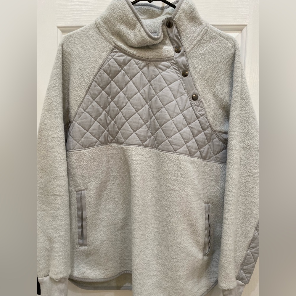 Abercrombie Asymmetrical Snap-Up Fleece sweater